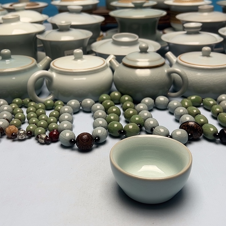 杯天青釉压手杯原矿原釉原产地