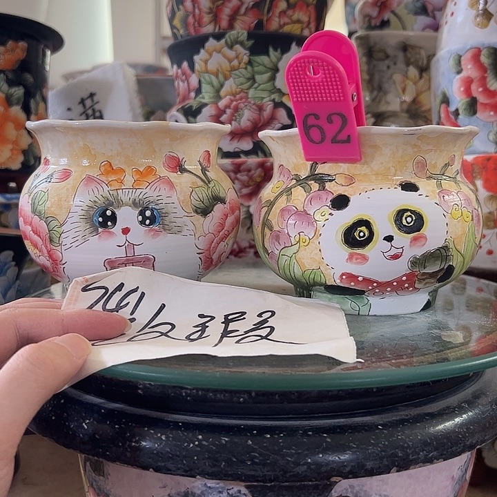 景德镇幸运花盆手绘韩式花盆