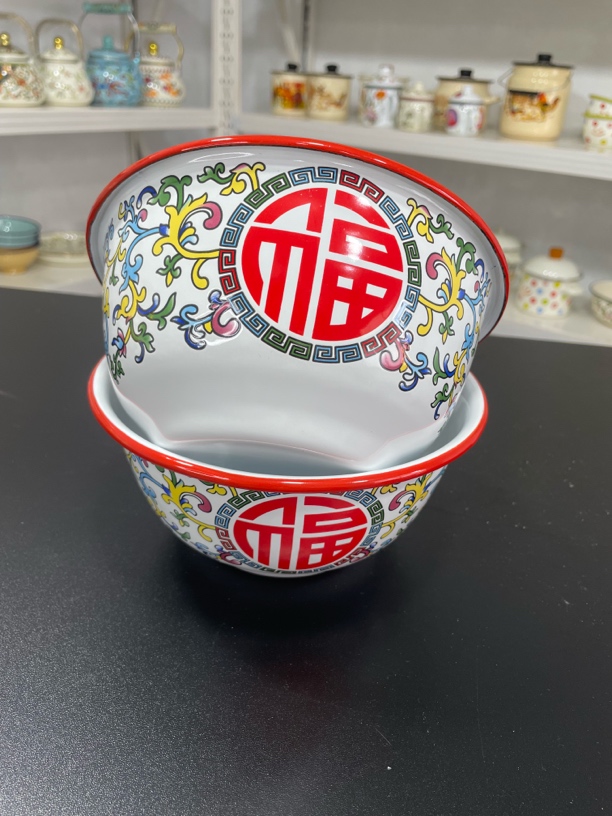 餐具宫廷元素耐热缠枝珐琅彩工艺特厚福碗大面碗米饭碗2个装