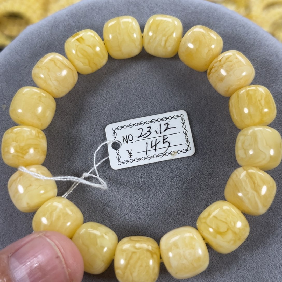 蜜蜡手串未镶嵌纯天然俄料白花虎皮