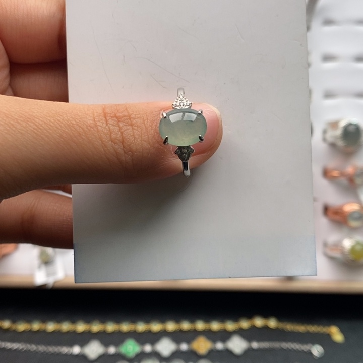 翡翠戒指银S925镶嵌11111