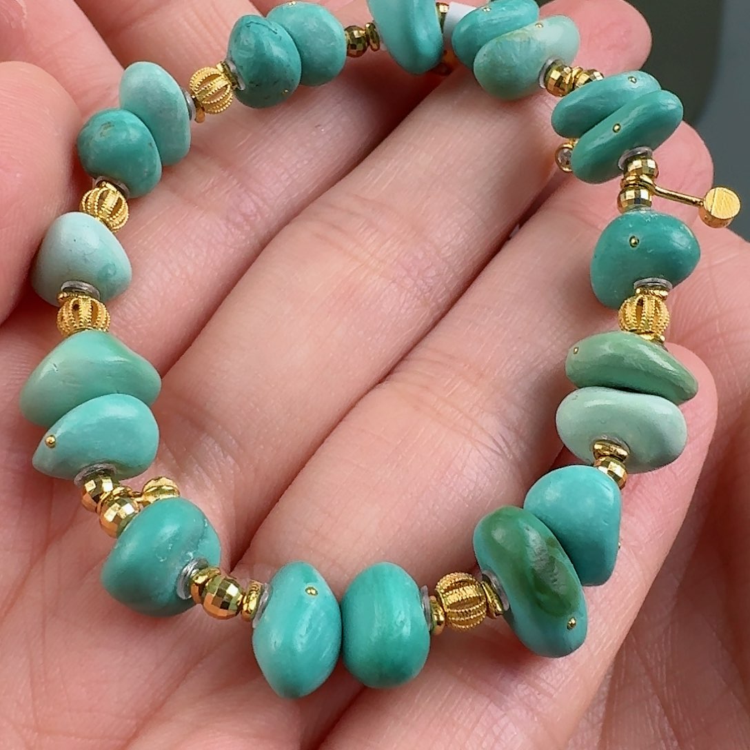 绿松石珠宝奇石18K金镶嵌