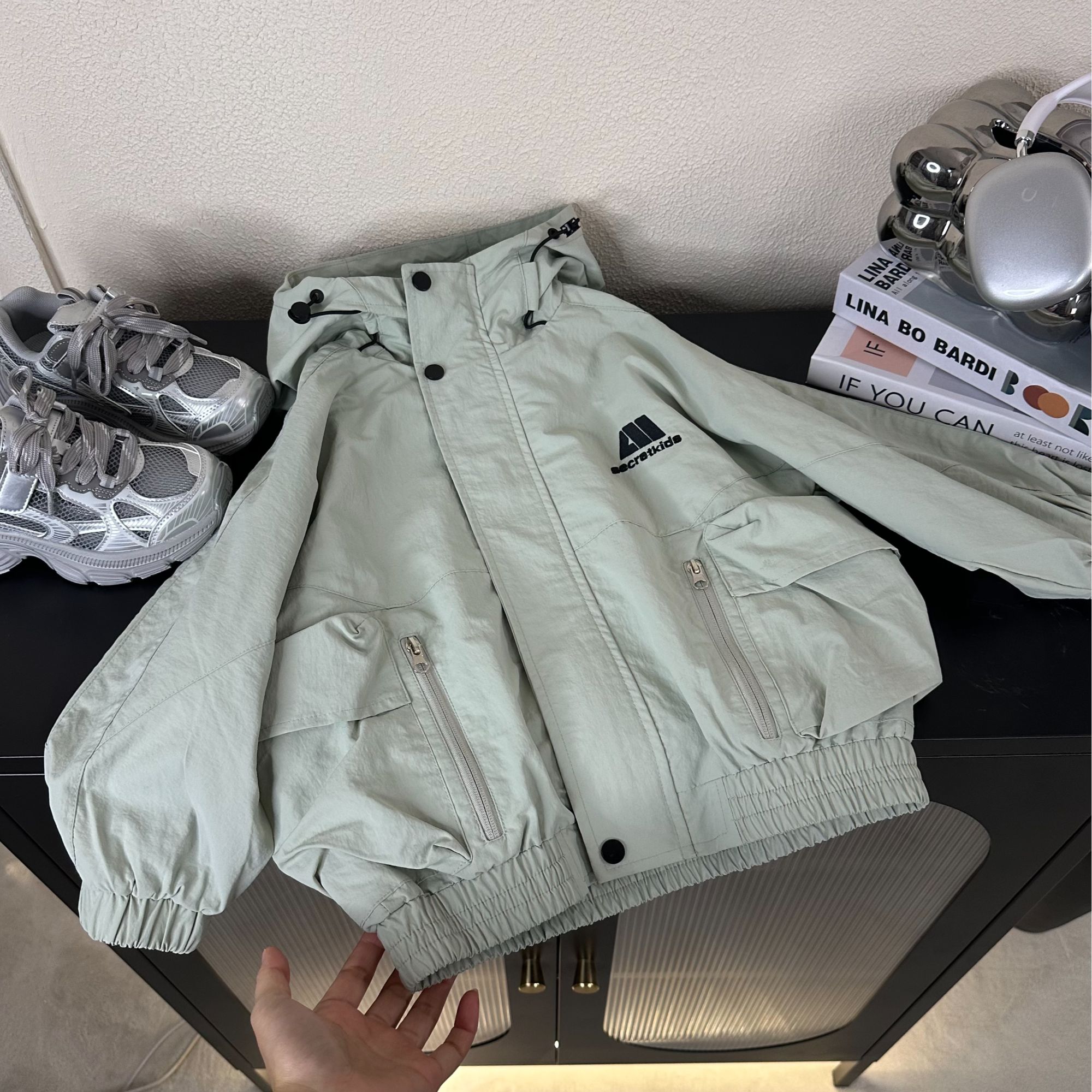 【工装潮酷冲锋衣】2025春新款儿童连帽拉链衫春装帅气韩版薄款外套