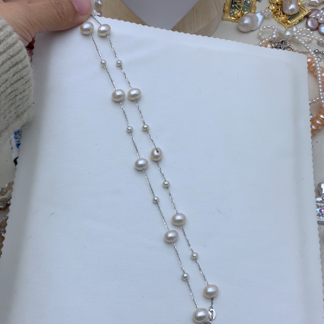 颈饰银S925镶嵌淡水珍珠