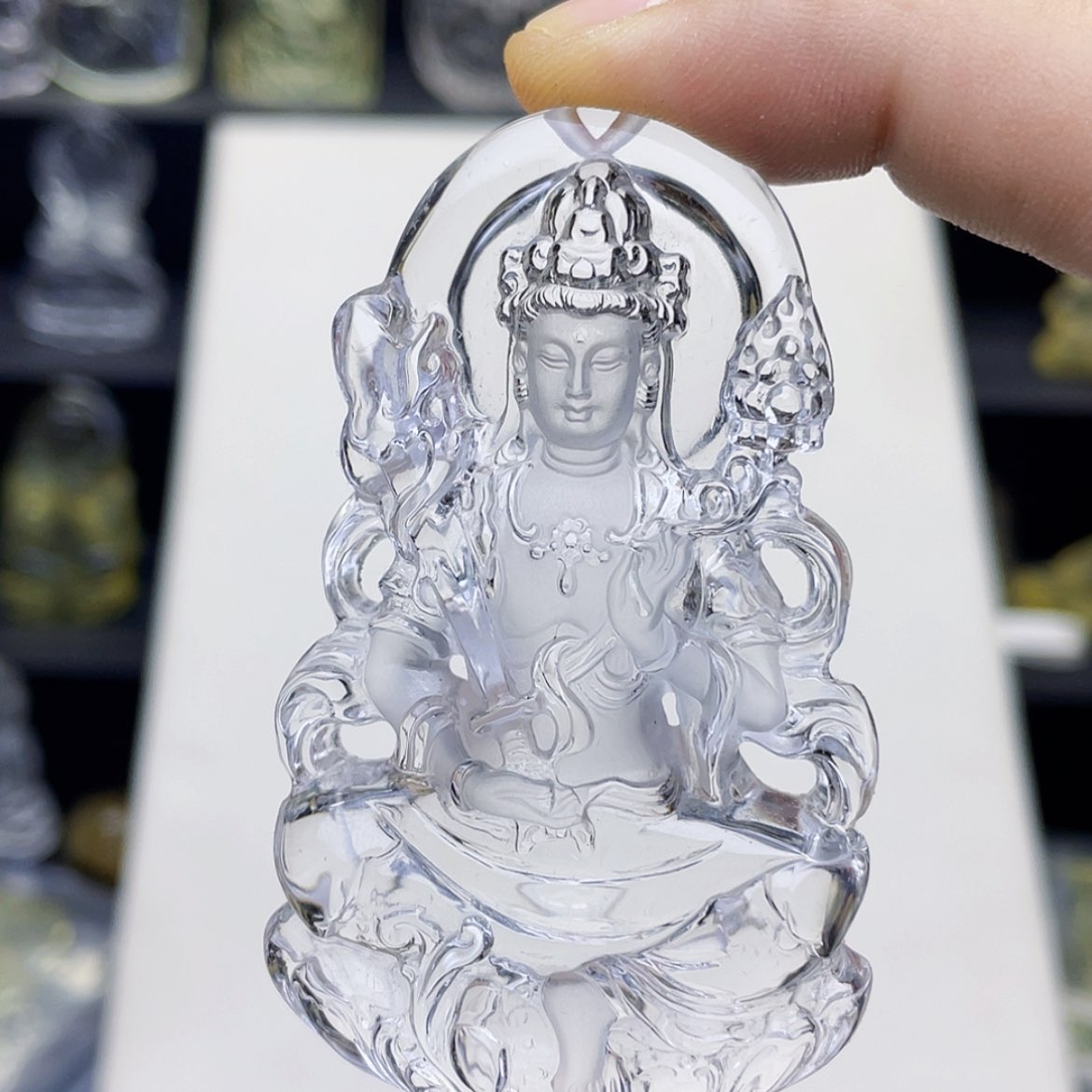 【闪购商品】水晶颈饰未镶嵌寒***天白水晶大师精雕虚空藏吊坠