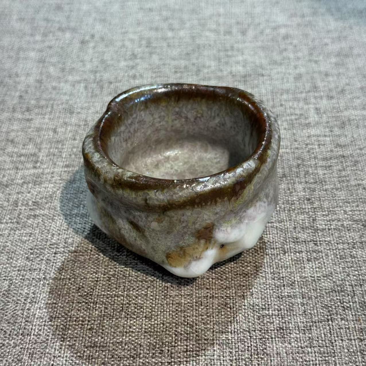 晏如堂纯手工铜釉堆釉陶杯柴烧杯茶杯柴窑品茗杯陶瓷茶具主人杯