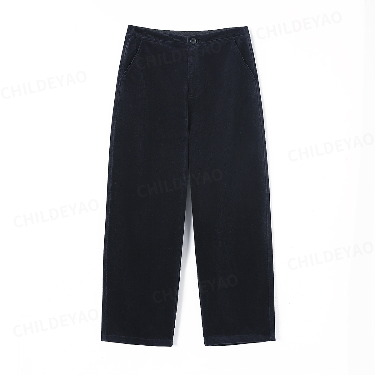 Childe Yao弹力灯芯绒高腰直筒宽松休闲裤百搭k41149时尚简约