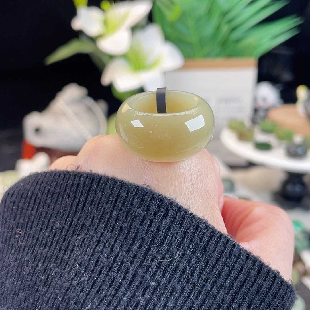 和田玉未镶嵌戒指E10蓝糖墩墩18.2带24h