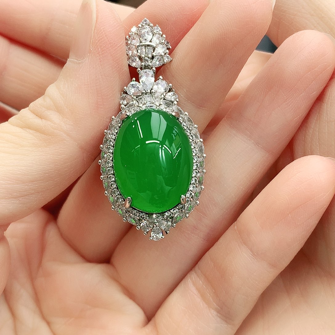 银S925镶嵌吊坠玛瑙/玉髓