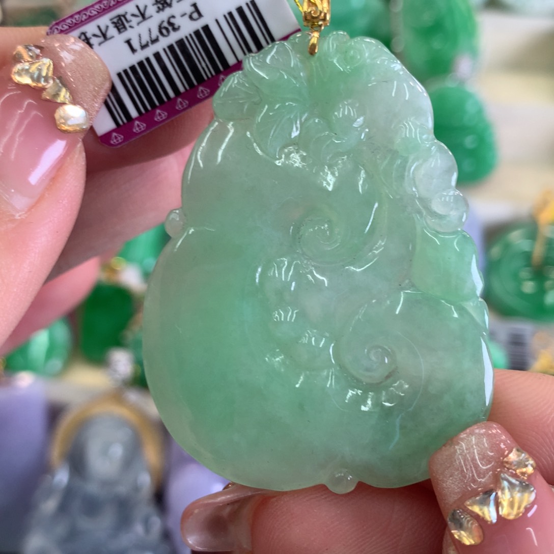 翡翠吊坠(不含链)18K金镶嵌