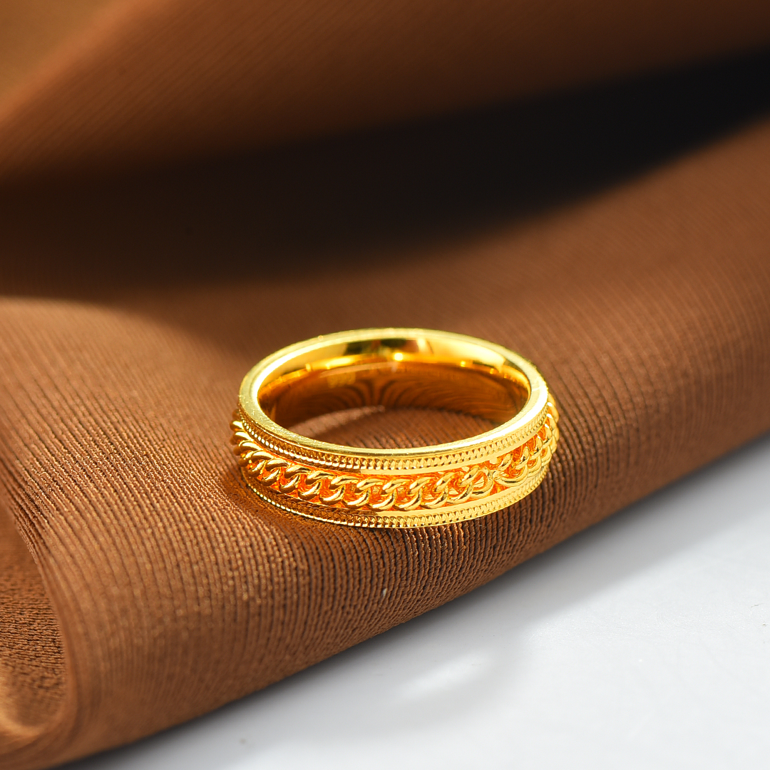 足银戒指 【淞湃】足银戒指 金色时尚男女款马鞭戒指