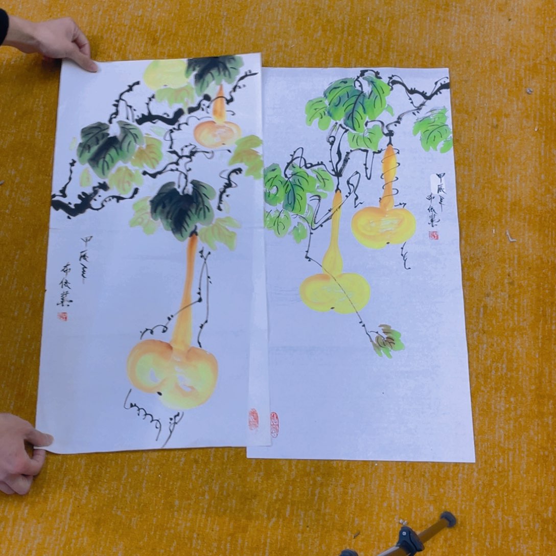 国画布衣老师四尺四开葫芦555556两张