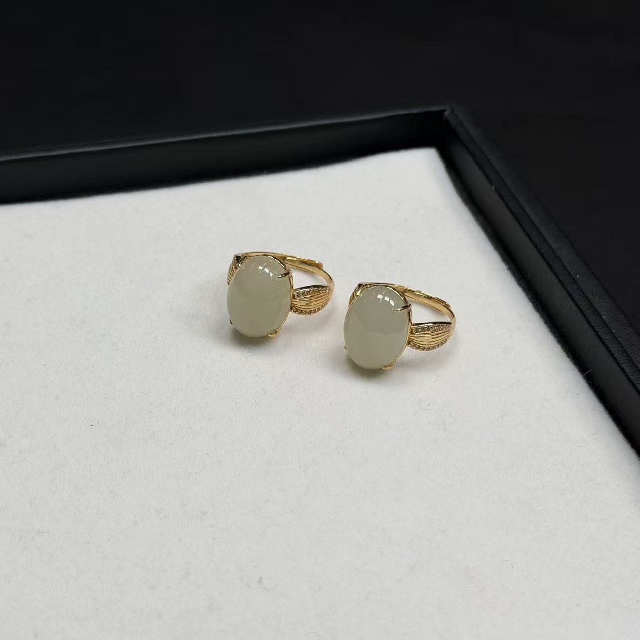 【睿泽赏宝】s925和田玉晴水蛋面戒指多样性发一15*12*6 KL0010267