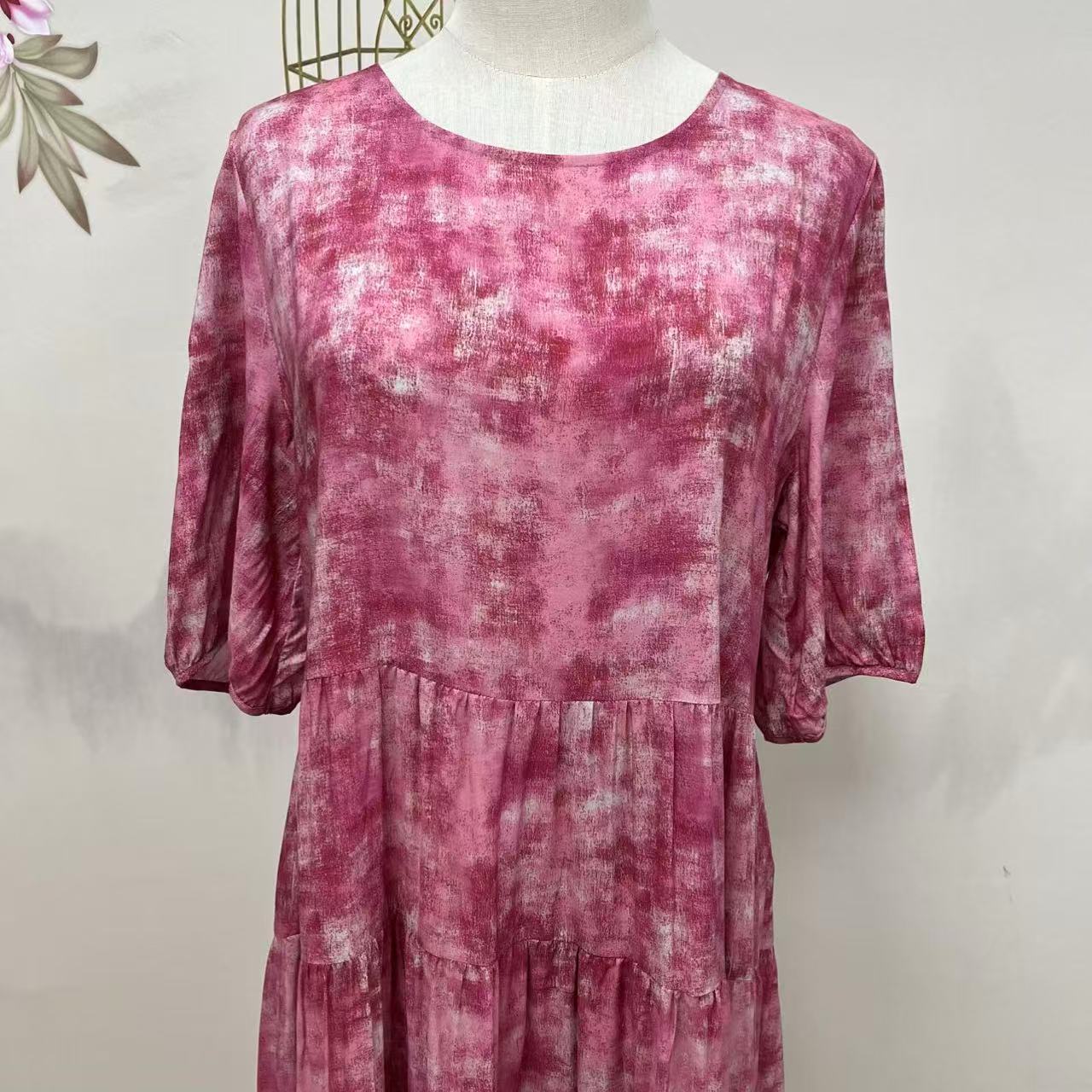 【绒兰】天丝木兰棉蛋糕裙 310号  胭脂红