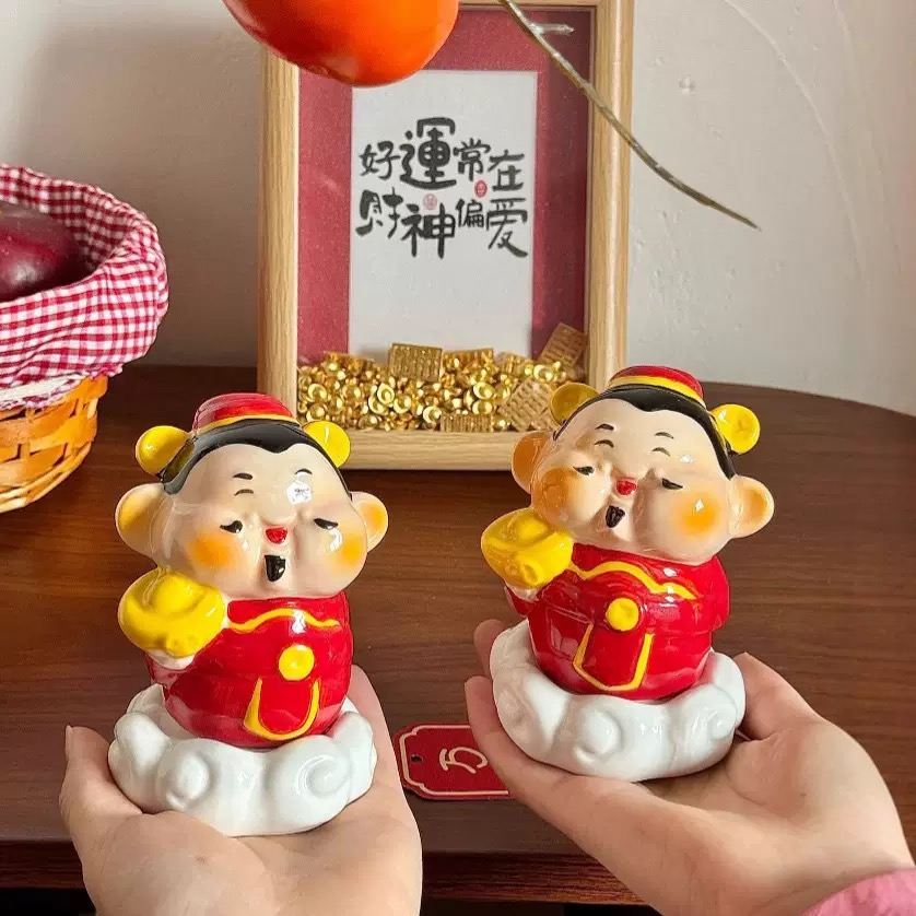 高颜值财神牙签筒新款家用牙签盒牙签罐棉签盒客厅桌面牙签筒