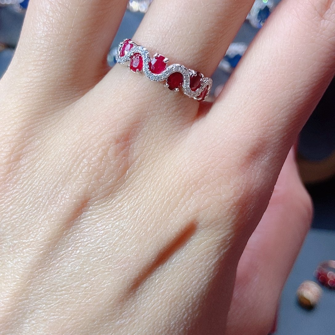 红宝石戒指银S925镶嵌