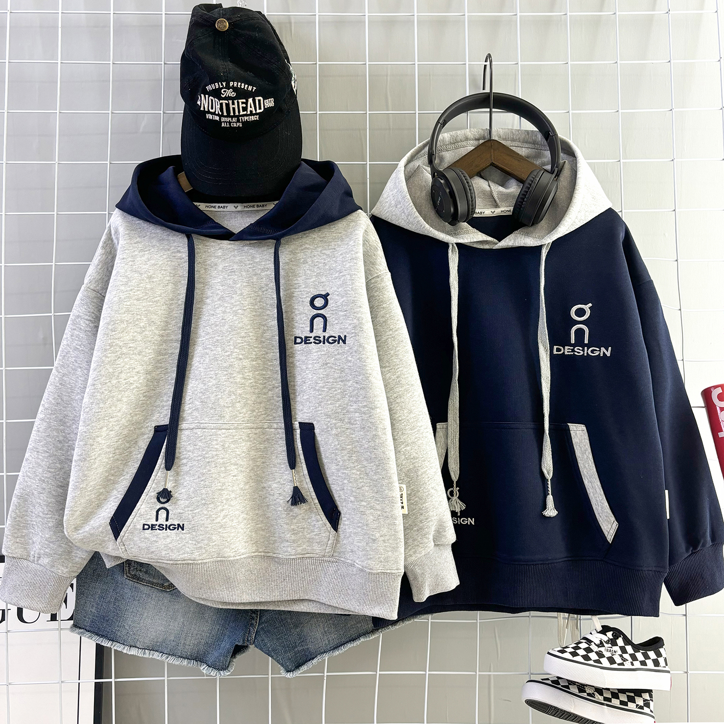 秋季新款连帽卫衣休闲时尚百搭男中大童假两件常规款男童春秋宽松