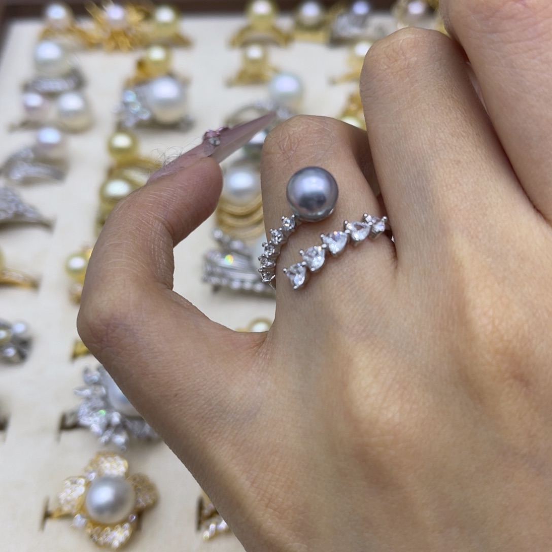 海水珍珠银S925镶嵌戒圈