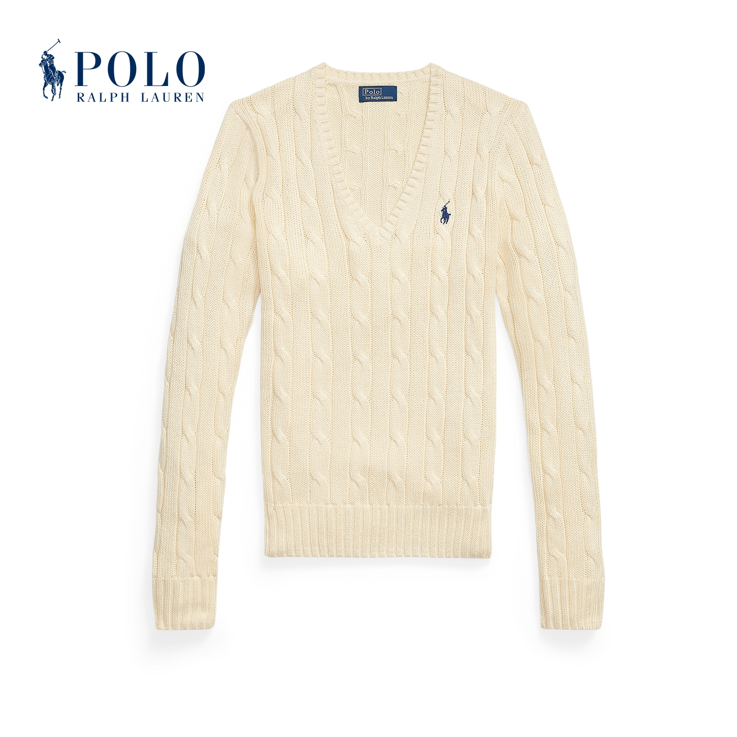 Ralph Lauren/拉夫劳伦女装 经典款绞花编结棉质V领针织衫RL26839