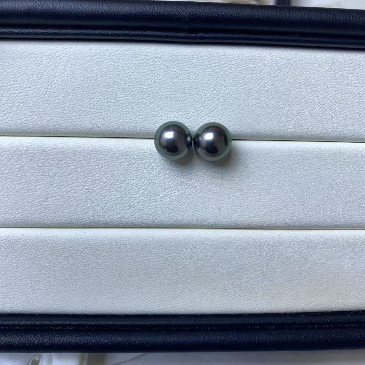 天然海水大溪地孔雀绿18k耳钉