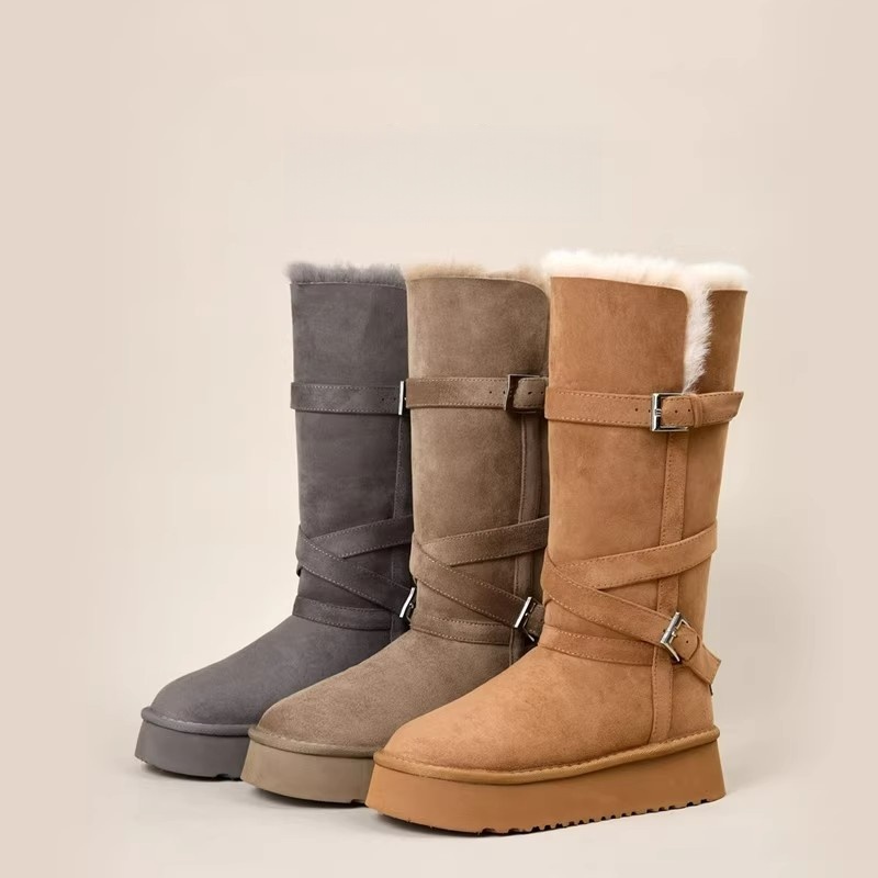 【专柜品质】保暖长筒圆头冬季高筒时尚雪地靴加厚加厚厚底大棉鞋