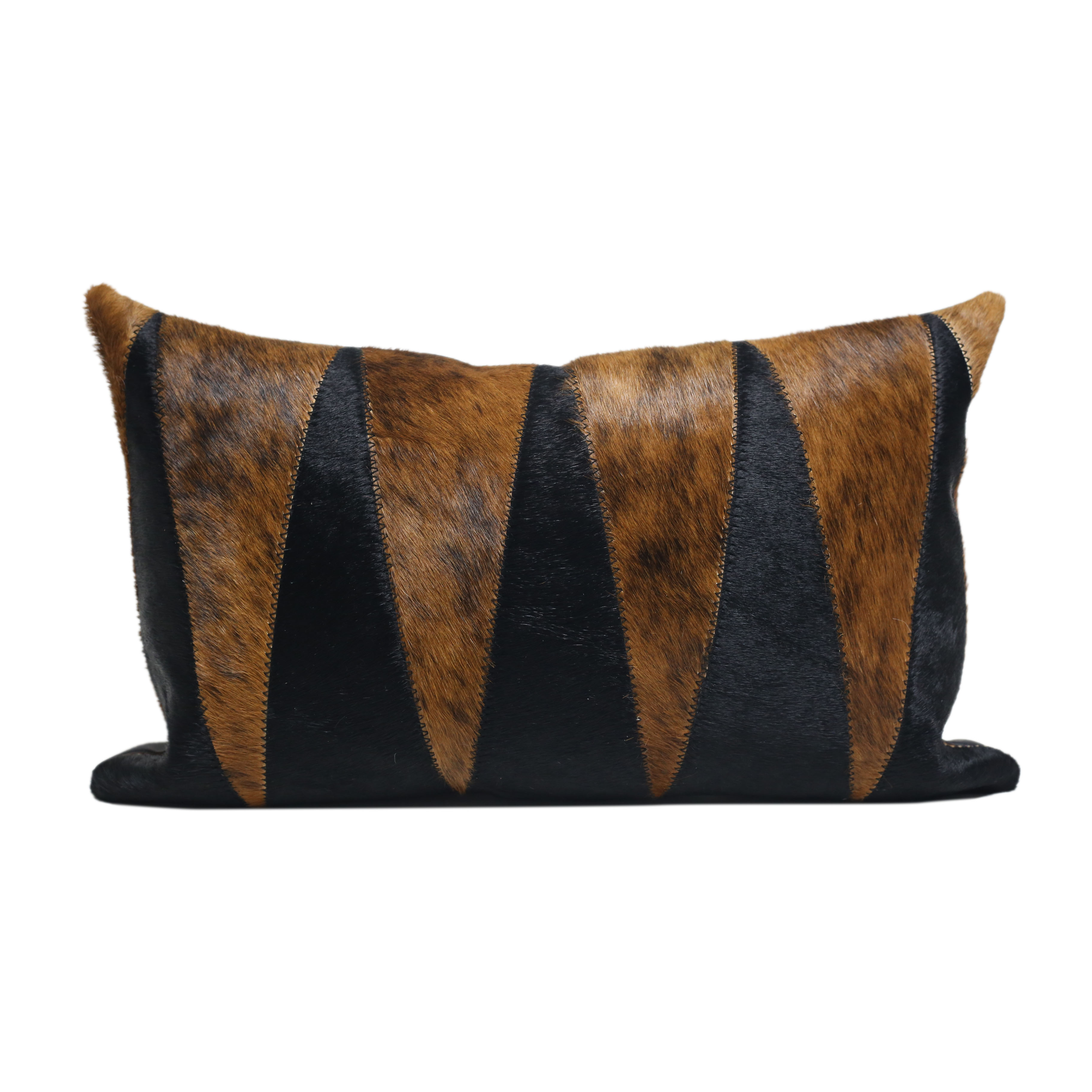 安思缦客厅沙发单椅牛皮腰枕黑棕色样板间轻奢高级感靠枕卧室