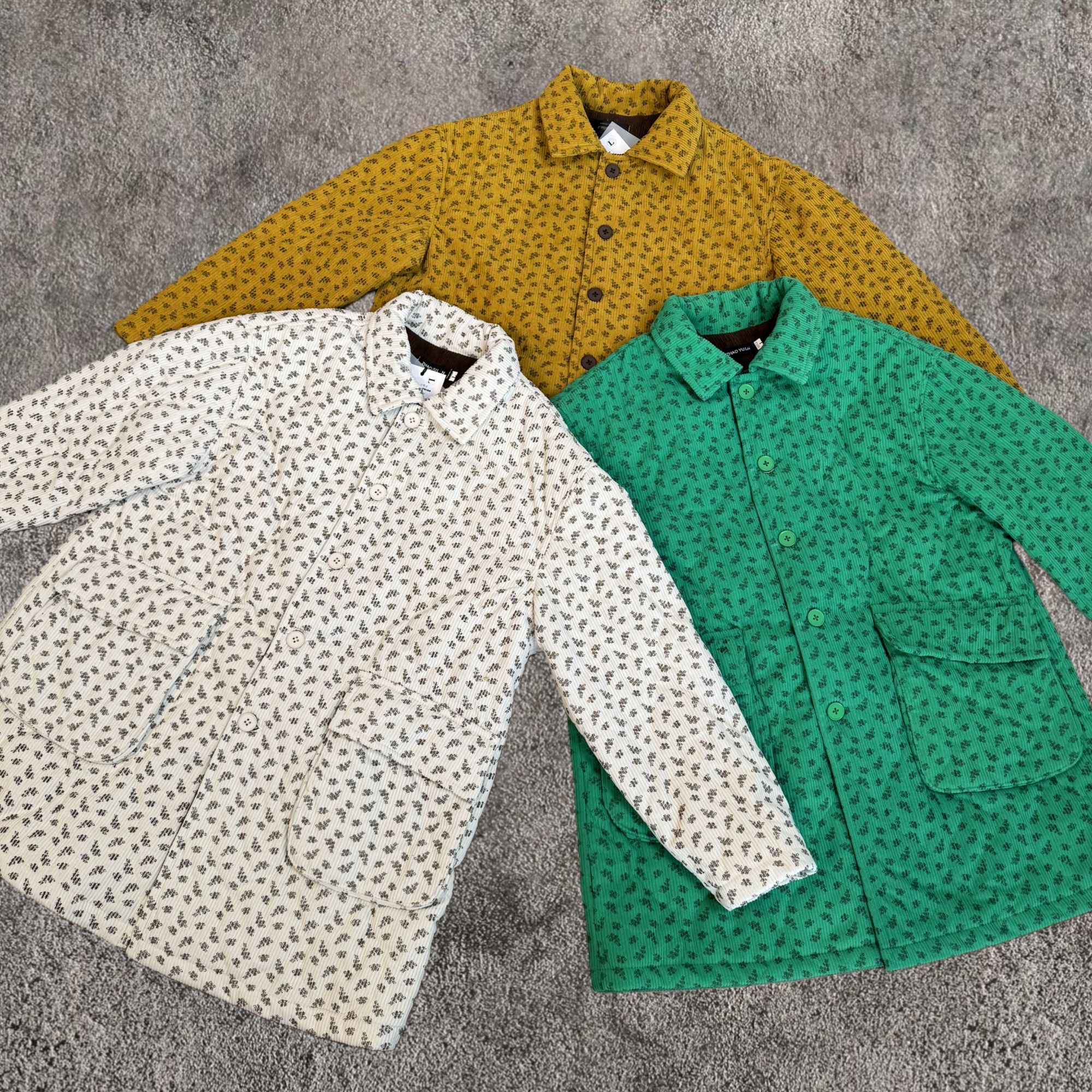 【YANLI】5290灯芯绒加厚夹棉小碎花文艺风棉服外套