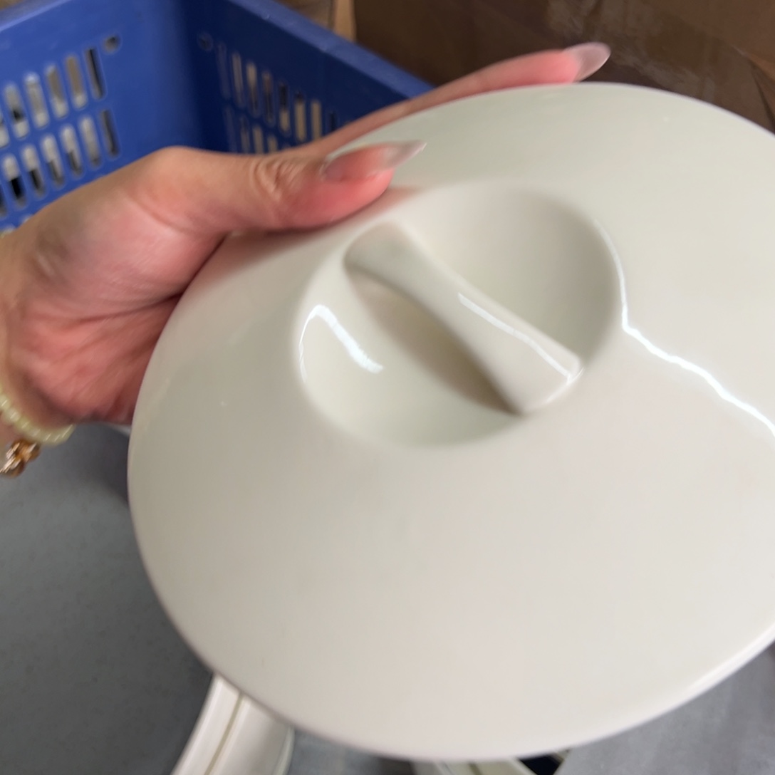 新骨瓷103瑕疵慎拍暖白 7寸盖子