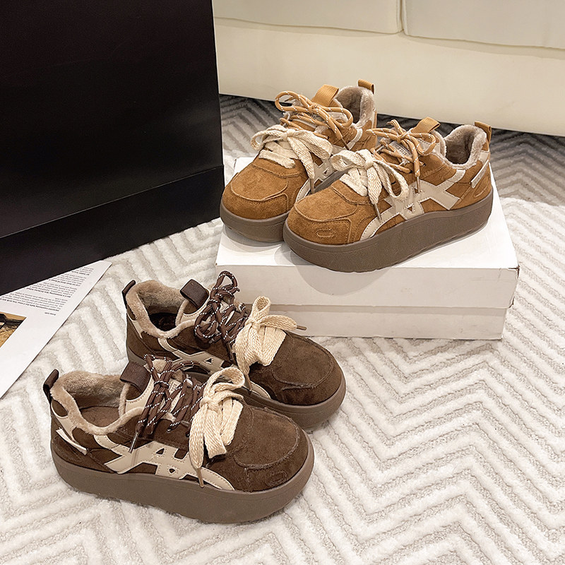 【轻奢版】复古加绒德训鞋女2025冬季美拉德厚底增高加厚保暖休闲鞋