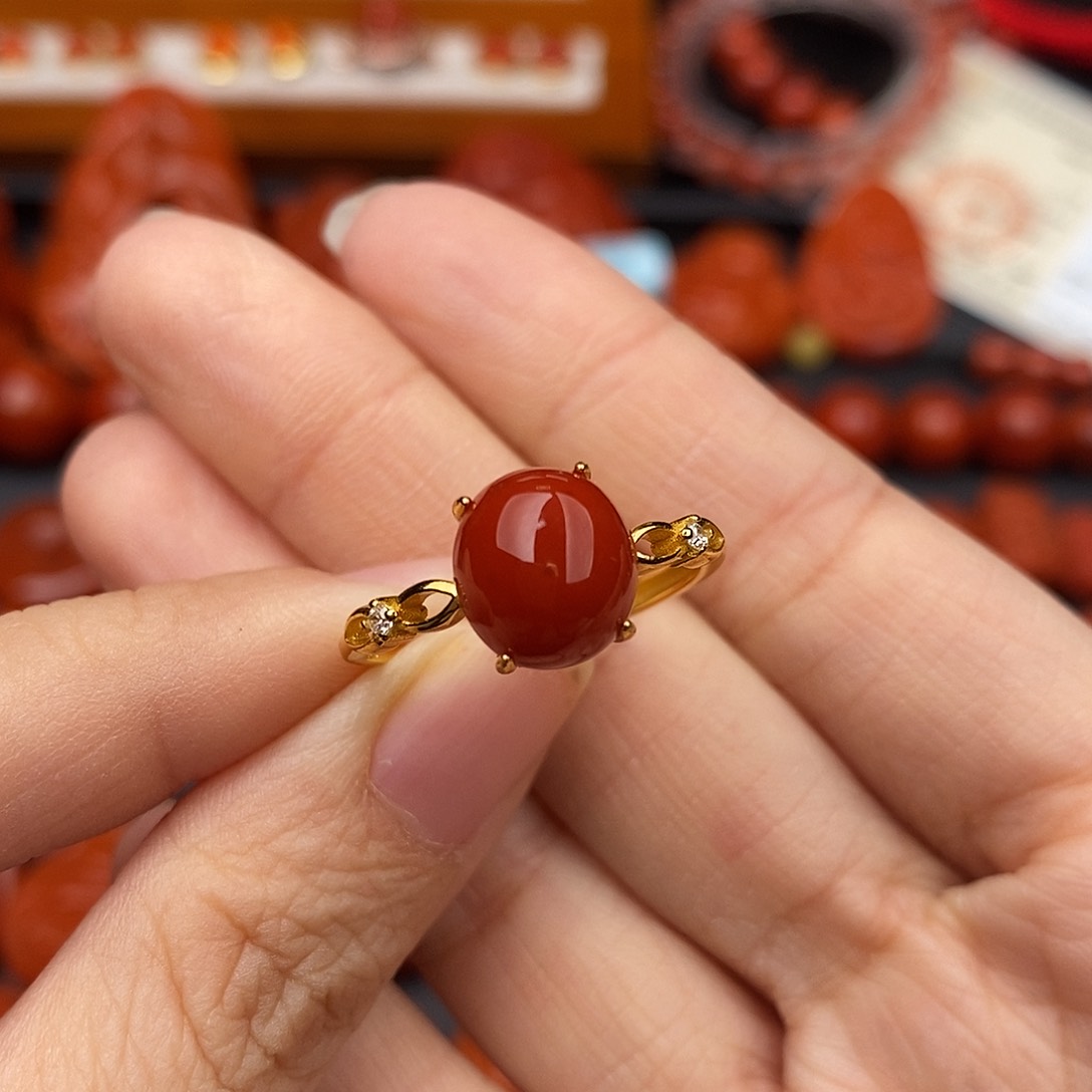 南红玛瑙四川凉山瓦西戒指银S925镶嵌