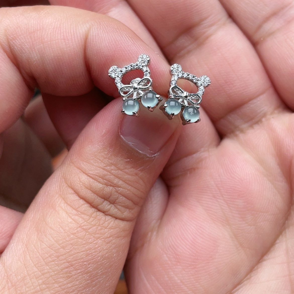 【闪购商品】翡翠银S925镶嵌耳饰Ooooooo 