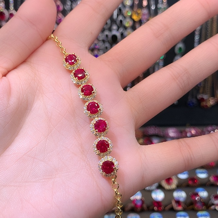 红宝石手链银S925镶嵌1