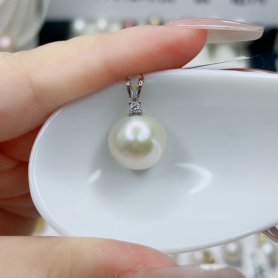 淡水珍珠银S925镶嵌吊坠(不含链)