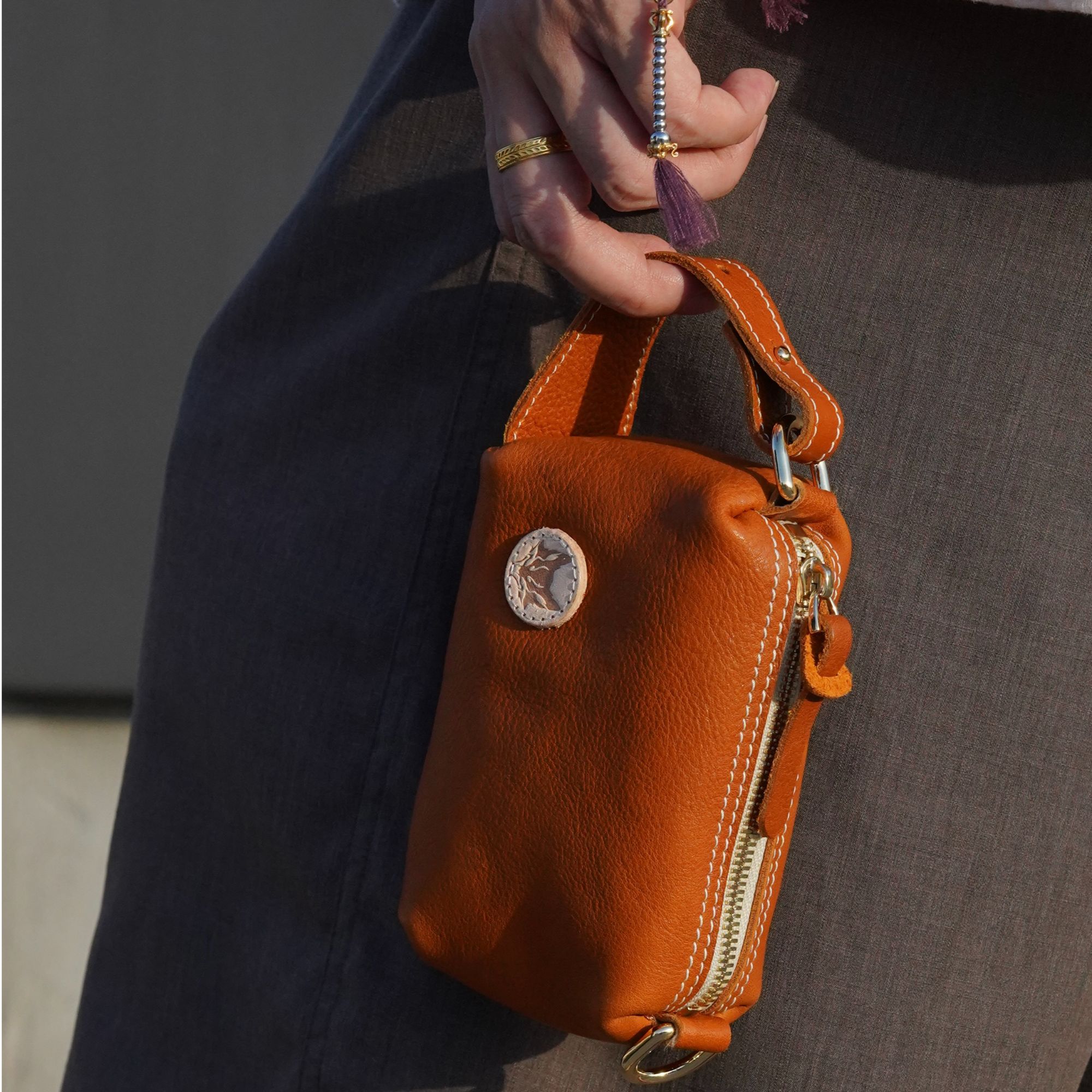 【豆腐包】狐狸手作 意大利植鞣牛皮缝制 文玩收纳 人工染色 可变色