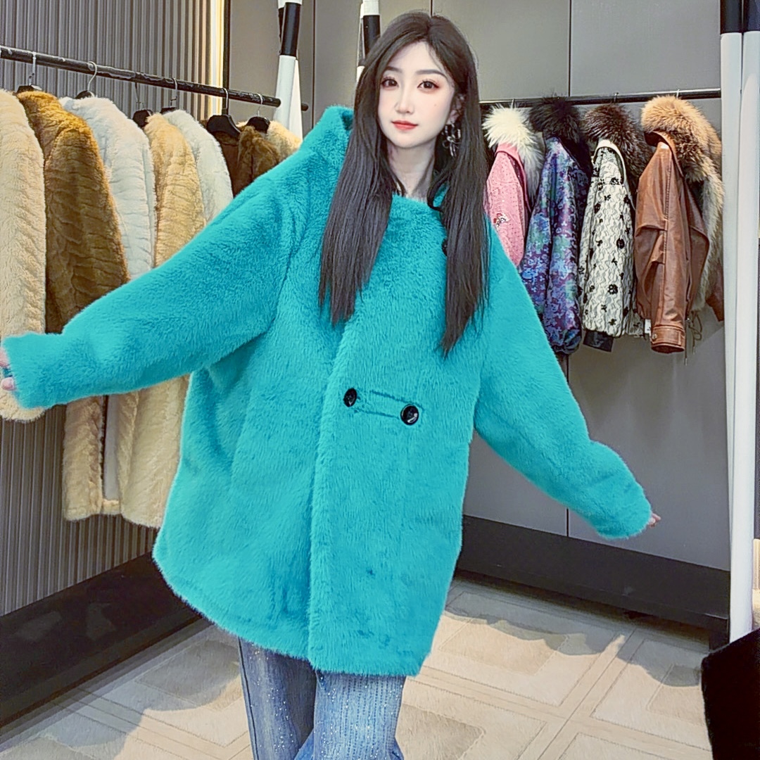 【漫游冬季】新款冬季连帽宽松茧型大衣女加厚