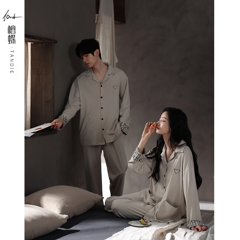 檀蝶睡衣男款爆款2025新款高级感情侣睡衣男士家居服秋季纯棉睡衣