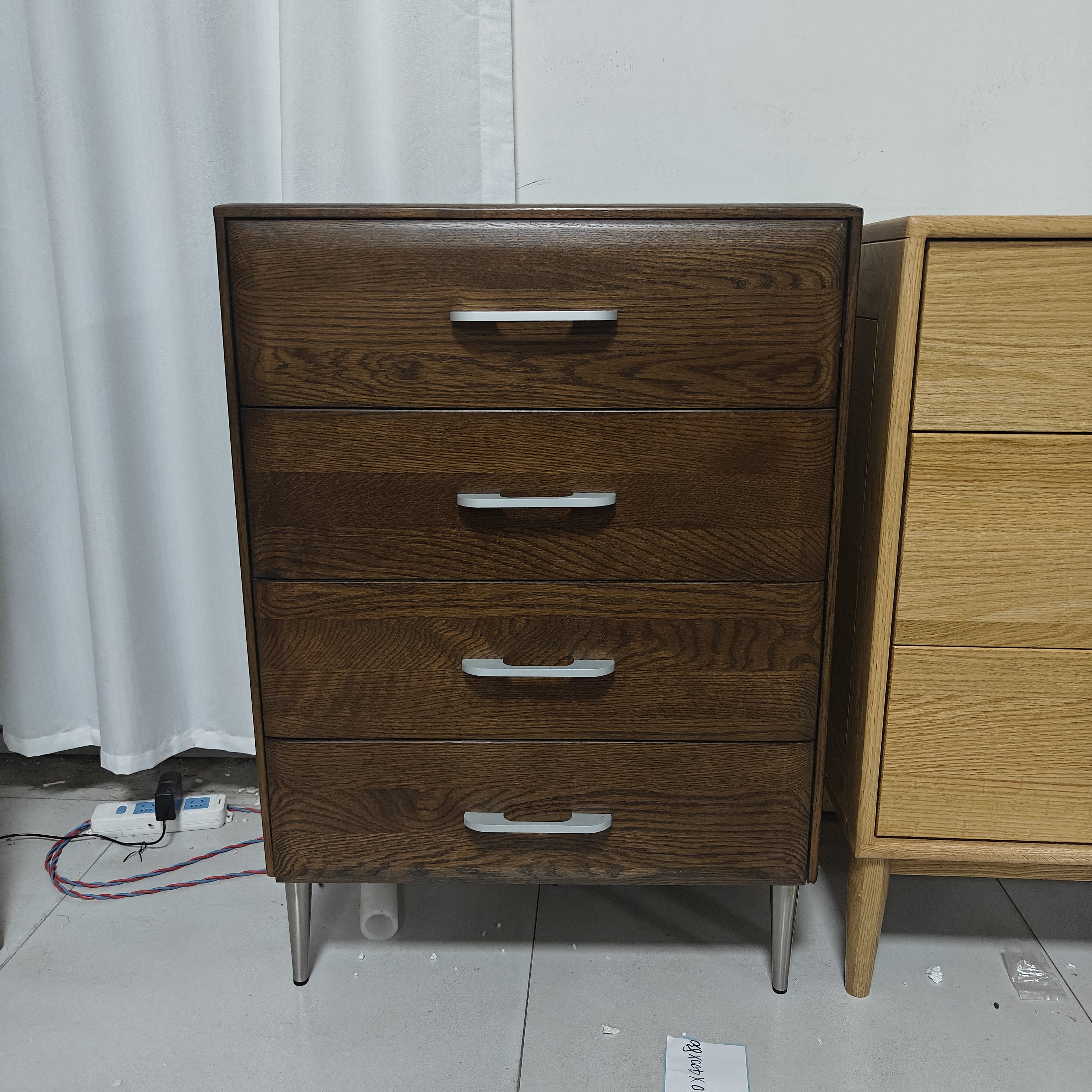 全实木五斗柜红橡木五斗橱简约现代收纳柜卧室储物柜胡桃色