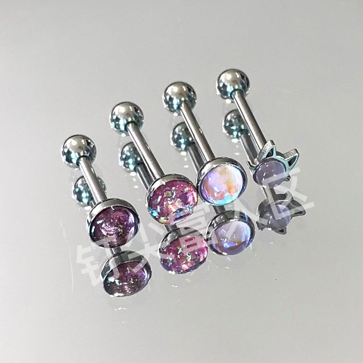 葡萄月辉紫色舌钉钛钢材质防过敏简约百搭小众舒适穿刺饰品男女