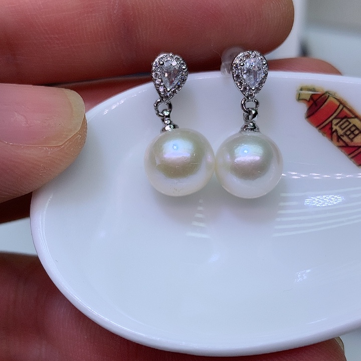 银S925镶嵌耳饰淡水珍珠