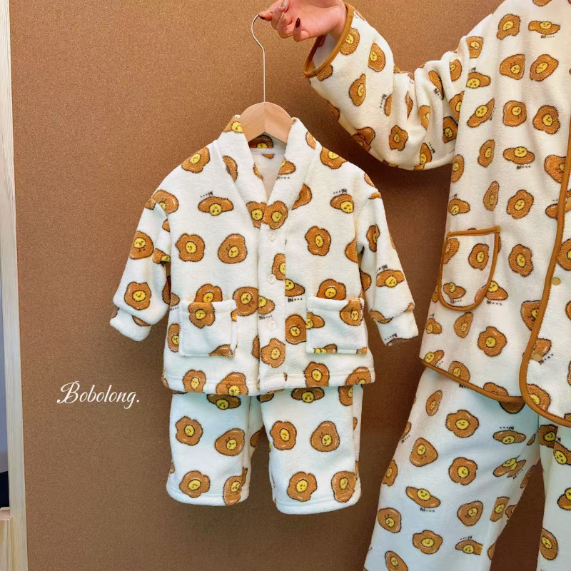 【雪尼绒500克】亲子家居服 BoBoLong 加绒加厚居家亲子睡衣25018-1