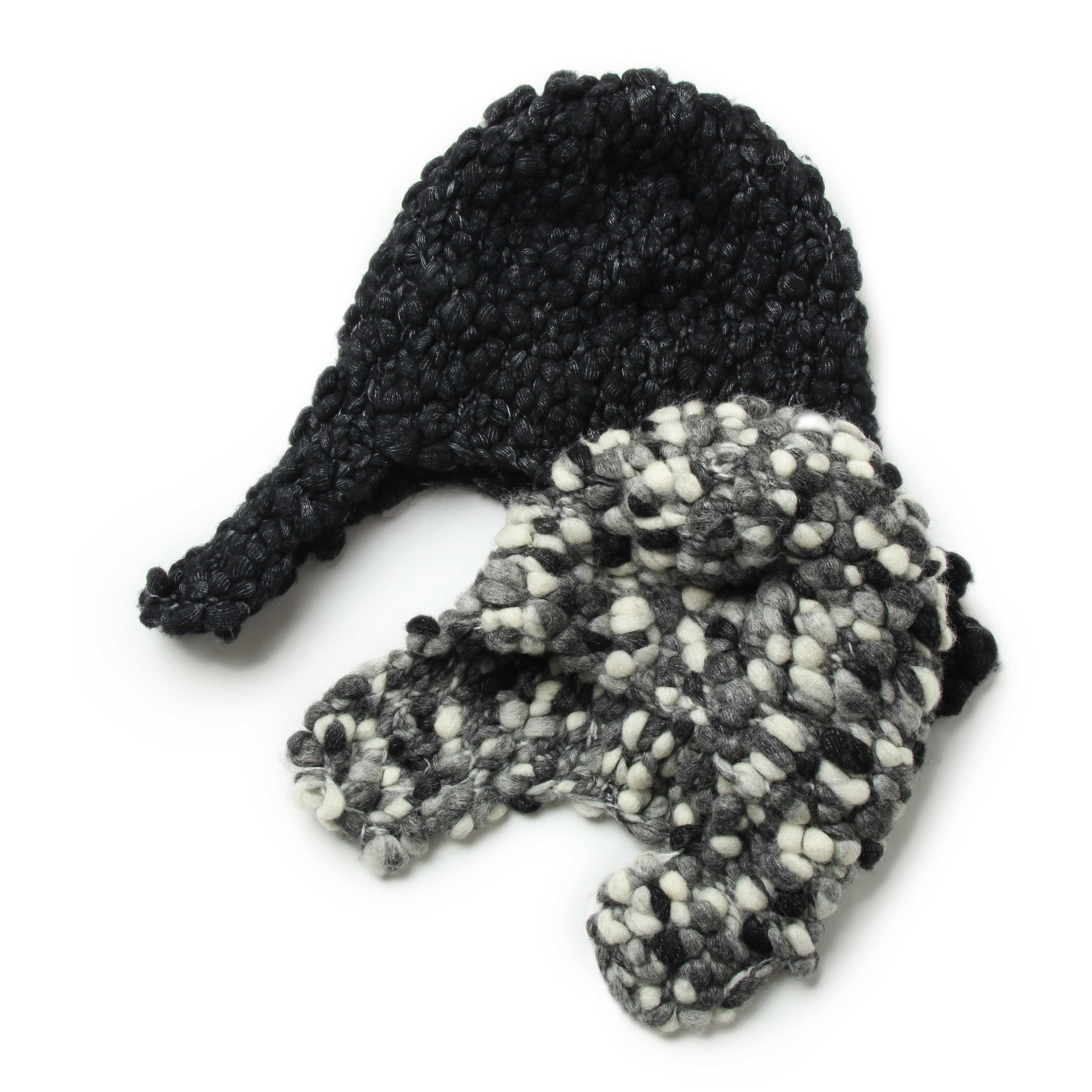 纯手工毛圈护耳帽编织羊毛帽  HWD0071