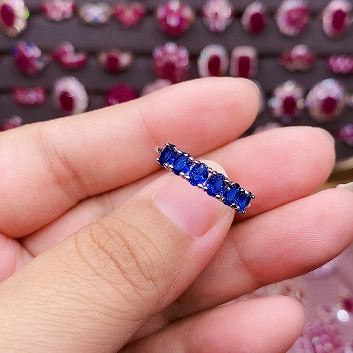 戒指蓝宝石银S925镶嵌