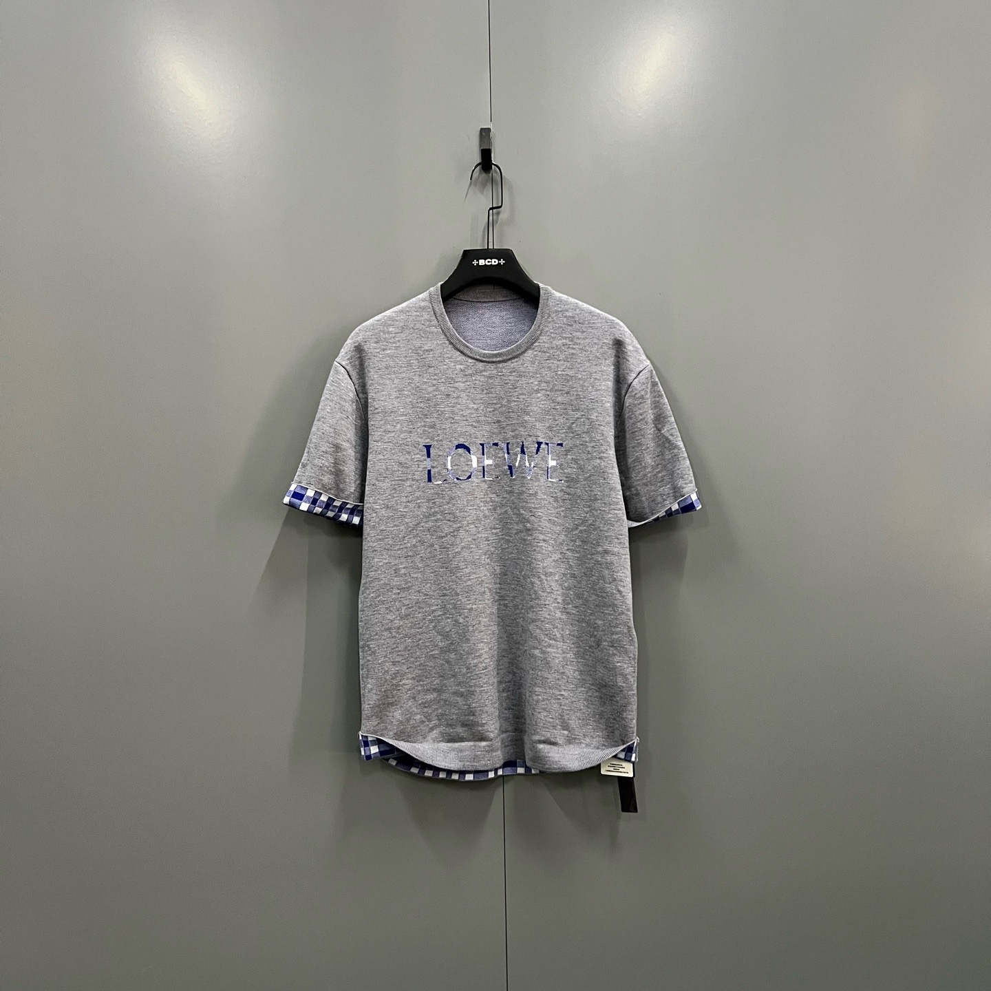 95新 LOEWE/罗意威 jp1208 格纹圆领短袖 M码 016983