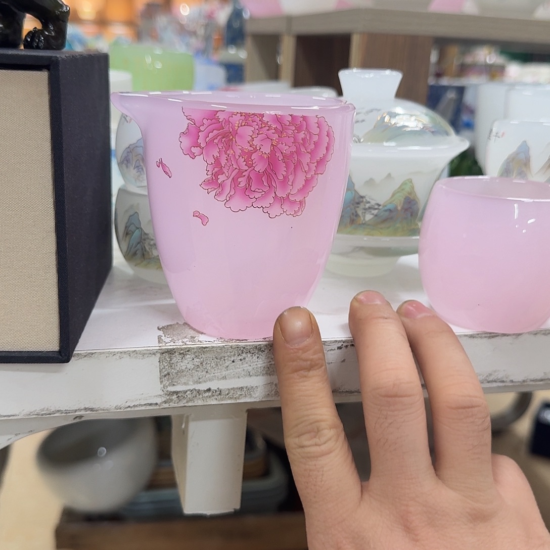 杯子陶粉牡丹公道一个