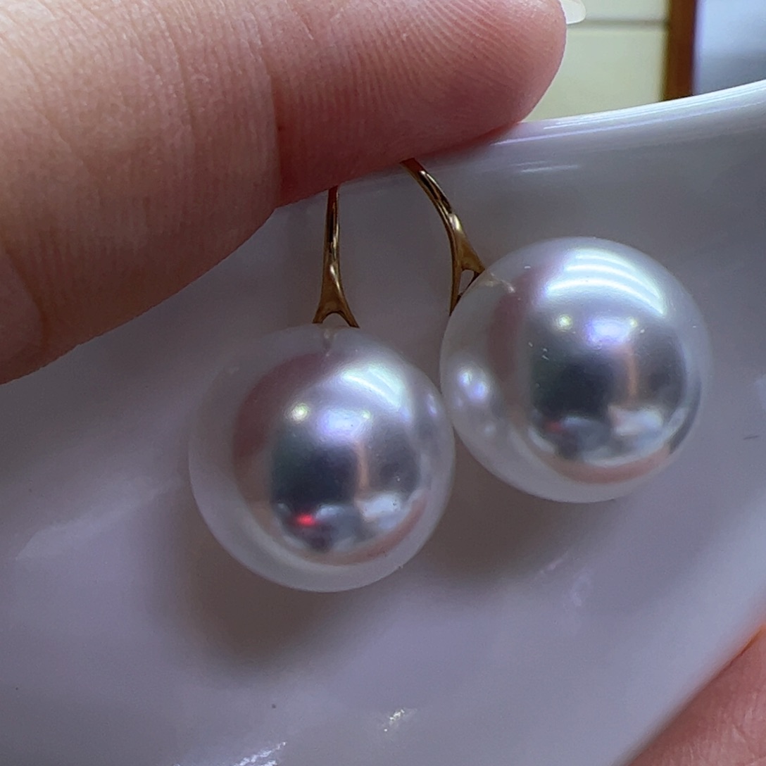 淡水珍珠耳饰18K金镶嵌