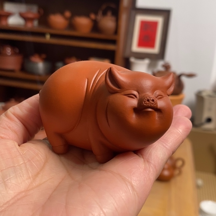 朱泥茶宠猪猪摆件