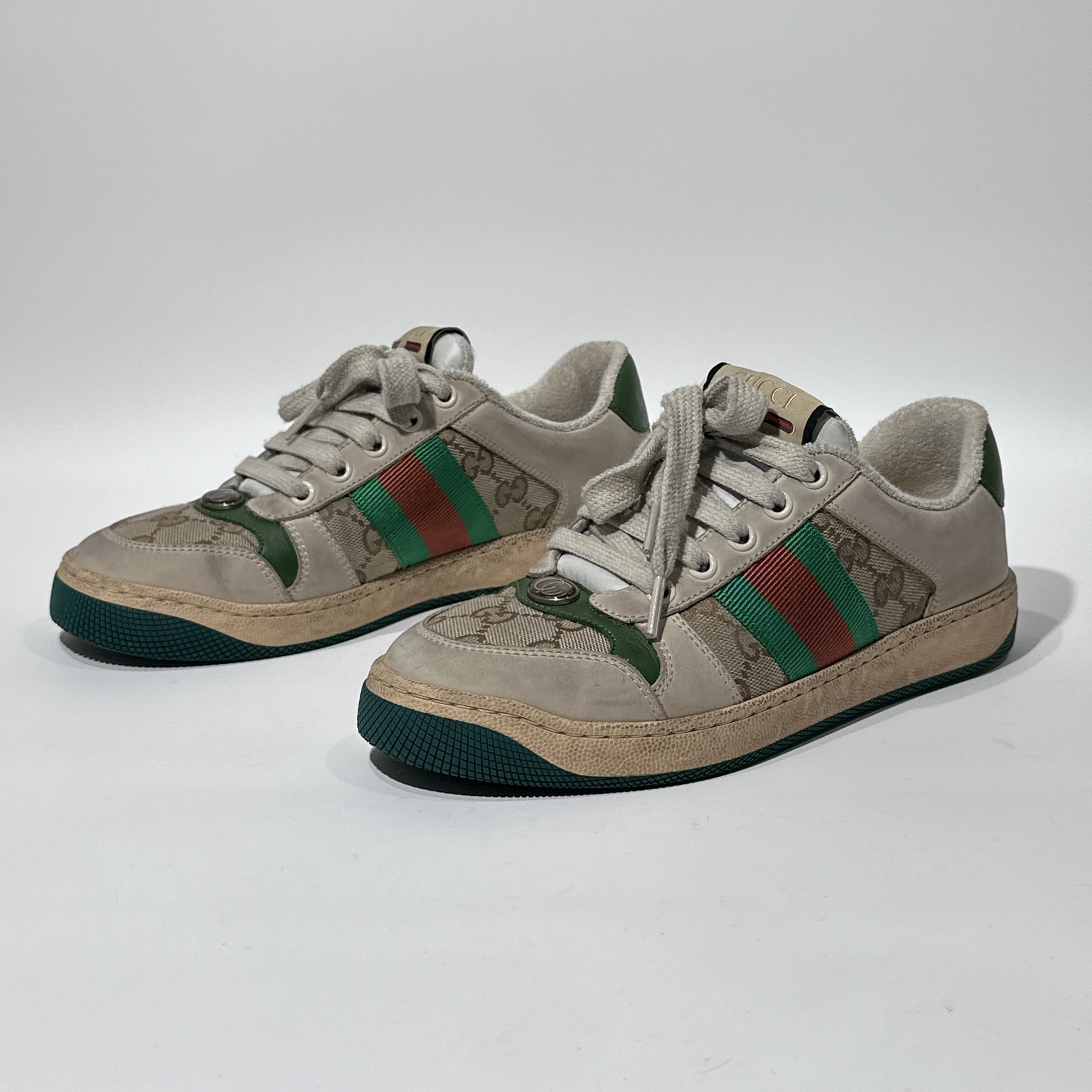 95新 GUCCI/古驰 35.5码 绿尾时尚脏脏鞋/ML01775