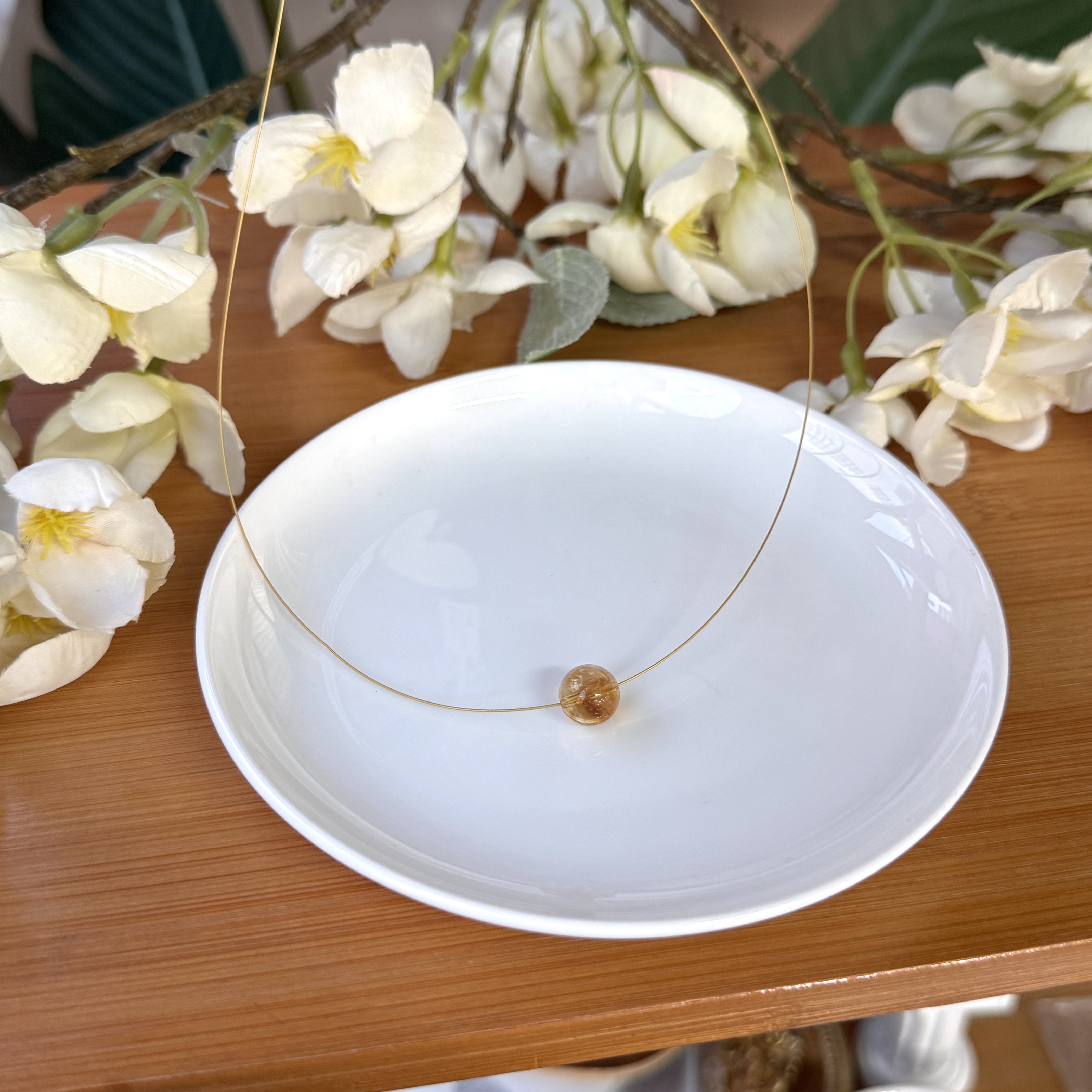 【珠宝厂长】黄水晶圆珠约10mm单珠铜配件项链