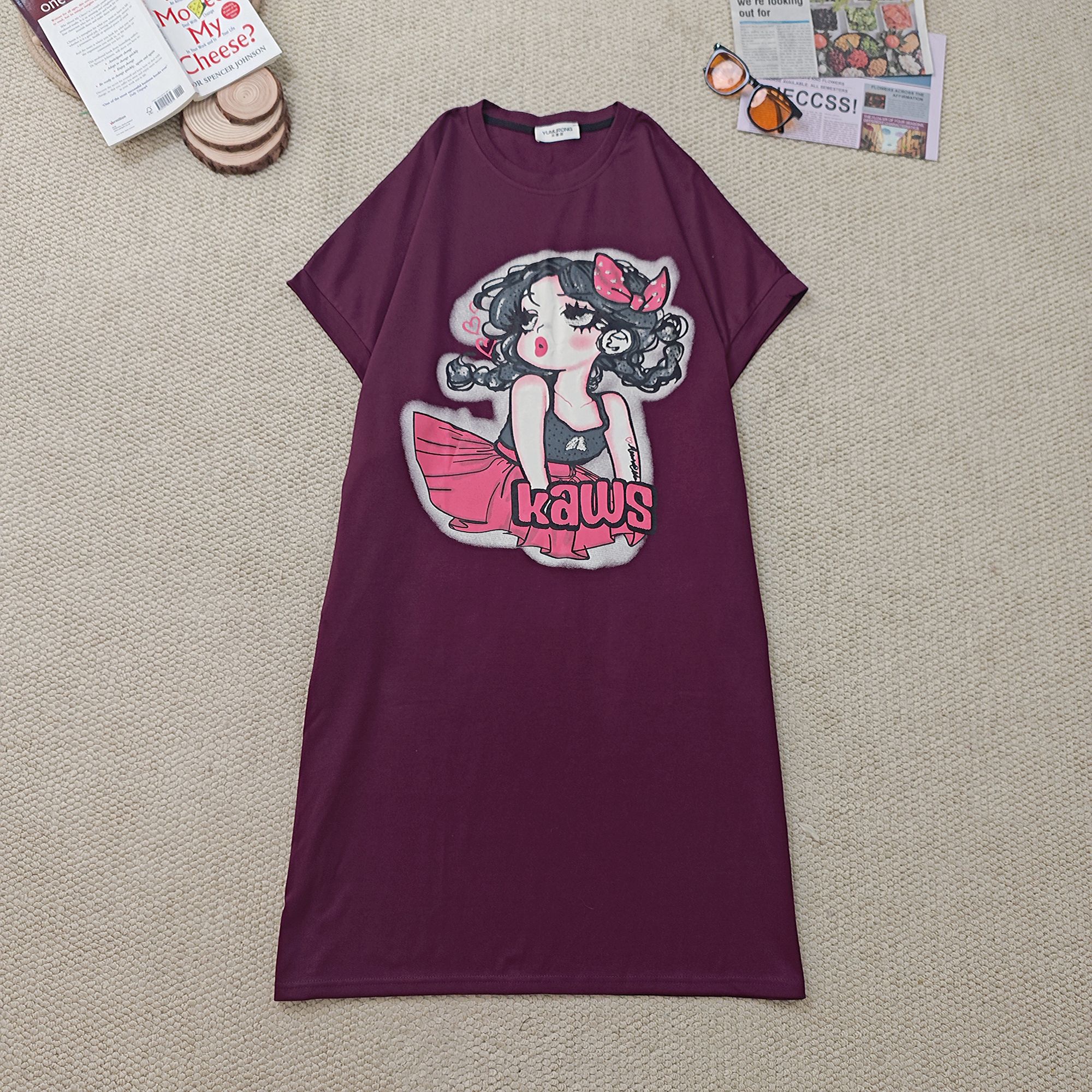 2025春夏新款休闲卡通印花短袖裙连衣裙2202