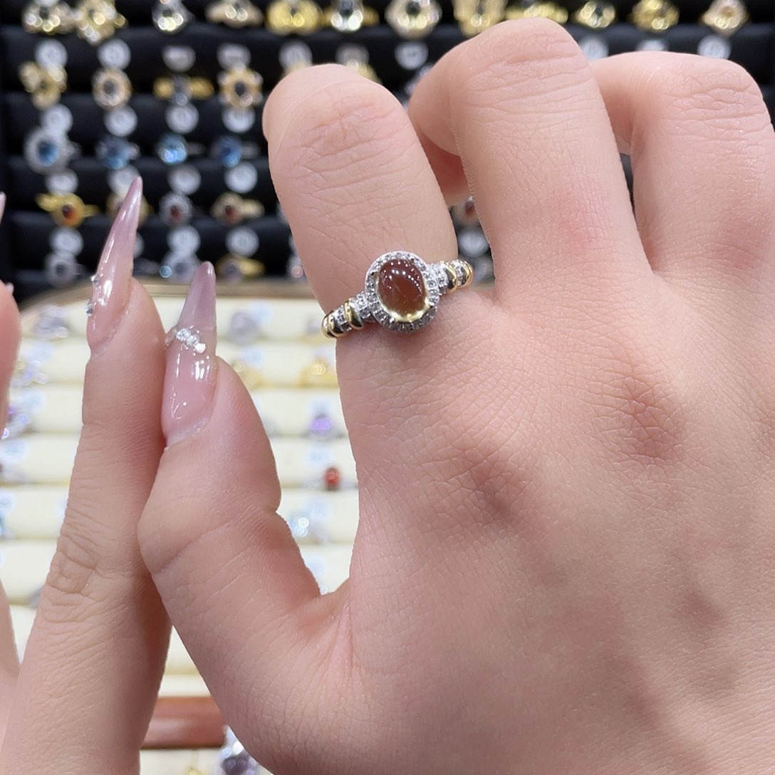 黄晶女款戒指银S925镶嵌